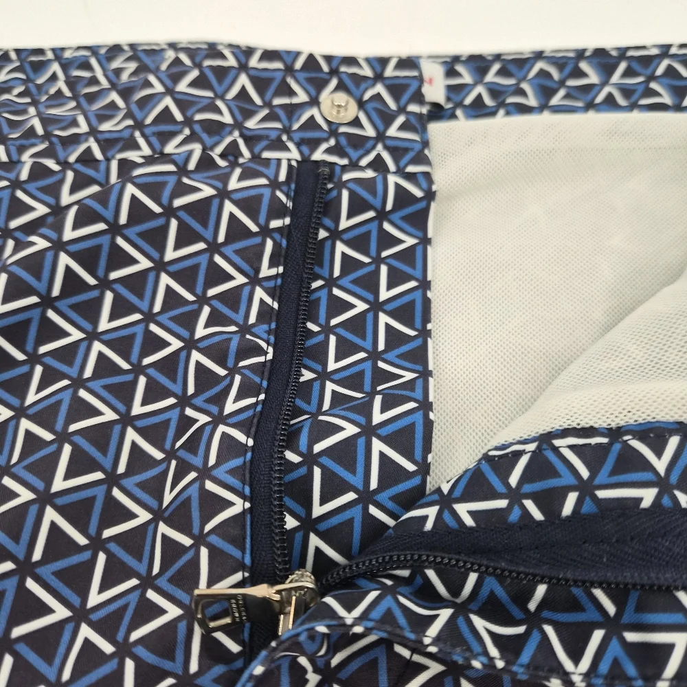 Orlebar Brown Bulldog Garda Swim Shorts Blue/White Geometric Print Tailored Fit - Picture 7 of 13